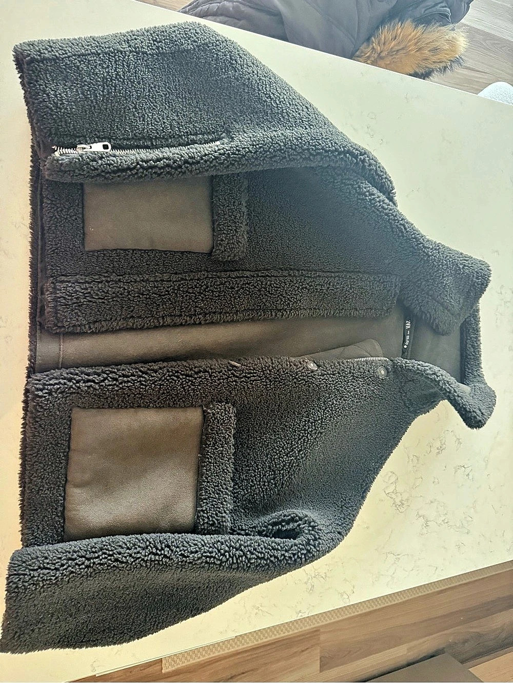 Zara Teddy Fleece Jacket in Brown Size Medium Like New
